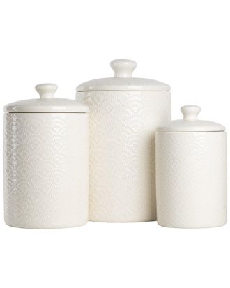 10 Strawberry Street Tide Embossed 3Pc Canister Set