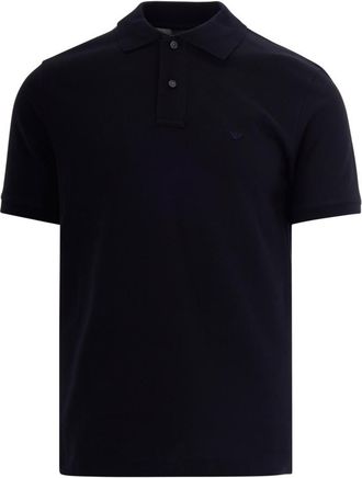 Emporio Armani Navy Blue Solid Shirt Collar Polo