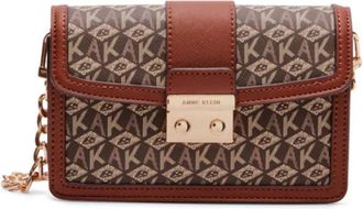 Anne Klein Mini Flap Bag Womens Brown Crossbody Strap Handbag FROG398