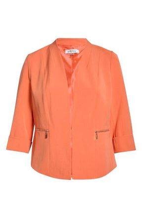 Kasper Zip Pocket Jacket in Mandarin at Nordstrom, Size 14W