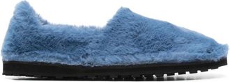 Marni Faux Fur Slip-On Loafer - Heren - Pantoffels - Blauw - 42 EU - Leer - Schoenen
