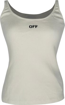 Off-white Logo Stamp Ribbed Tank Top in White Cotton
