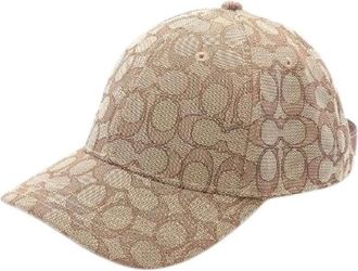Coach Pre-owned Accessories, male, Beige, Size: ONE SIZE Pre-owned Signature Leather Cotton Polyester Hat