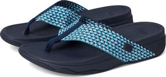 FitFlop Surfa Multi-Tone Webbing Toe-Post Sandals Womens Wedge Shoes Midnight Navy : 6 M (B), Synthetic
