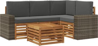vidaXL Conjunto De Sof&aacute;s De Exterior 5 Uds. Natural Y Antracita Vidaxl