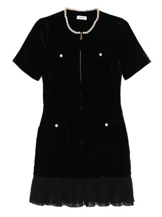 Sandro pearl-embellished pleated-hem dress - women - Fabric - 36 - Black