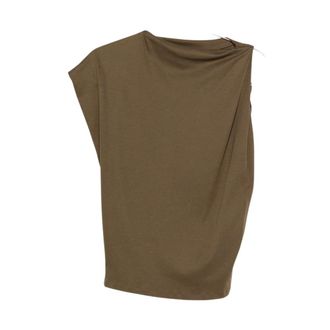 Jacquemus Sleeveless Tops, female, Green, Size: S Draped Sleeveless Round-Neck Top