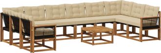 vidaXL Conjunto De Sof&aacute;s De Exterior 11 Uds. Natural Y Beige Vidaxl