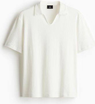 H&M T-Shirt mit Kragen in Regular Fit - White