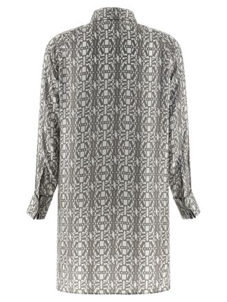 Max Mara Monogram Silk Twill Shirt Dress - Gray