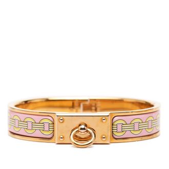 Herm&egrave;s Pre-owned Hermes Narrow Printed Enamel Clic Anneau Bracelet PM Ladies 1LML6XFGGLV1M2AT