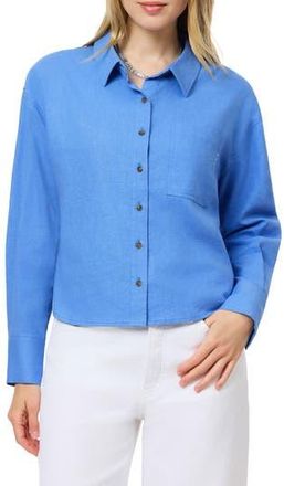 Scotch & Soda Linen Blend Crop Button-Up Shirt in Regatta at Nordstrom Rack, Size X-Large