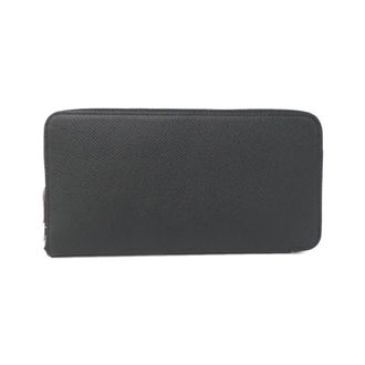 Herm&egrave;s Black Epsom Leather Silk Long Wallet (Bi-Fold) (Pre-Owned)
