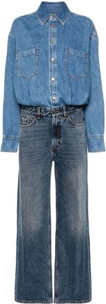 Haikure panelled-design denim jumpsuit - women - Cotton - M - Blue