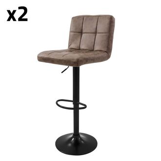 ML Design Lote de 2 taburetes de bar de metal, marrones