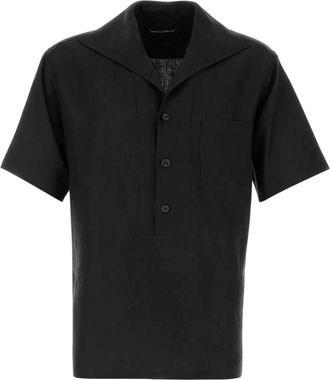 Dolce & Gabbana Zwarte linnen overhemd voor heren - Heren - Korte mouwen Overhemden - Zwart - L - Linnen - Overhemden