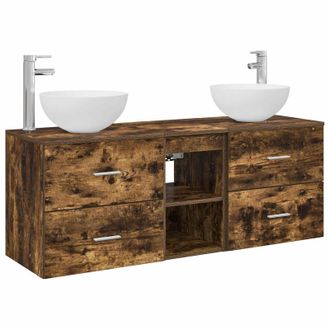 vidaXL Juego De Muebles De Ba&ntilde;o 3 Uds. Roble Ahumado 49,5 X 35 X 63 Cm Vidaxl
