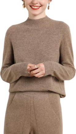 Dissa Women Cashmere Jumper Camel Stand Neck Sweater Long Sleeve Relaxed Cashmere Wool Thin Jumper Solid Color Ladies Sweater,14,MZ2221