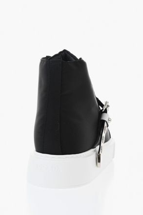 Prada Sneakers Alte in Nylon con Cinturino Borchiato Prada