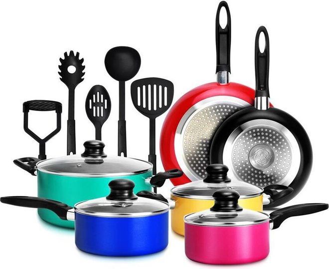 Colorful Kitchenware 15Pc Pots & Pans Set