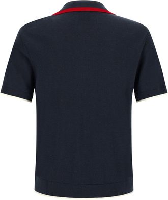 Casablanca Merino Wool Half-Zip Polo - navy