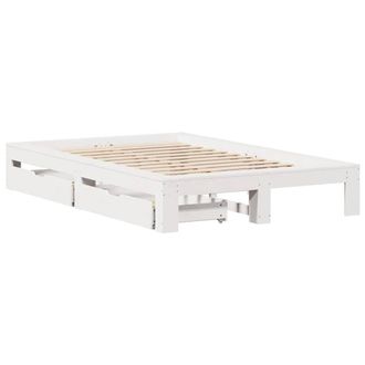 Berkfield Home Full Bed Frame Frame White 120x190 cm Small Double Solid Wood Pine
