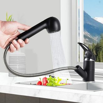 OEM Grifo De Cocina - Grifo De Fregadero Con Boquilla Giratoria 360&deg; - Dos Modos De Flujo Agua / Nebulizaci&oacute;n - Negro - 1 Unidad
