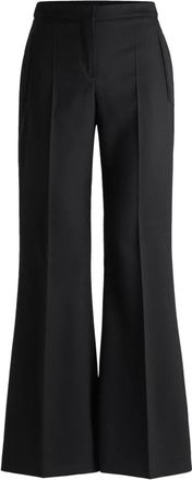 HUGO BOSS Talia Lange Broek - Dames - Wijde Broeken - Zwart - 2XL - Katoen - Broeken