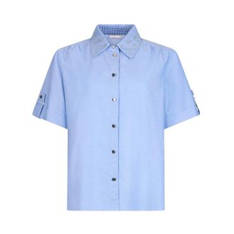 Liu Jo Shirts, female, Blue, Size: 2XS Bejewelled Oxford Shirt