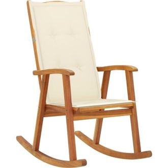 vidaXL Vidaxl - Silla Mecedora Con Cojines Madera Maciza De Acacia