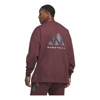 adidas Basketball Long Sleeve T-Shirt Asia Sizing Aurora Ruby Brown JD6131
