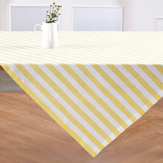 Solino Home Linen Table Throw - Sorrento Stripe, 52 x 52, 52 x 52 in Yellow And White at Nordstrom, Size Small