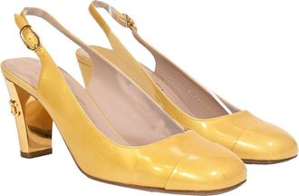 Chanel Womens Leather Cc Slingback Pump (Authentic Pre-Loved)