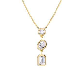 Diamond2Deal 14k Yellow Gold 2.25 Ct Multi Shape Lab Grown Diamond Pendant Necklace 18 Chain VVS-VS, E-F