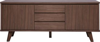 Miliboo Aparador Escandinavo De Madera Oscura Nogal 2 Puertas 3 Cajones L180 Cm Fifties