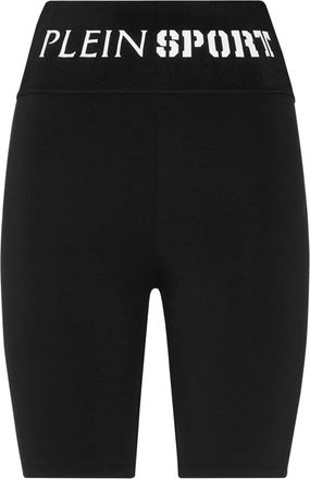Plein Sport Korte Broeken, Dames, Zwart, S, Polyester, Sport Leggings Tiger