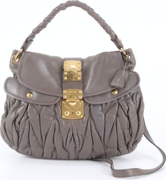Miu Miu Brown Leather Handbag Shoulder Bag Tote Bag (Pre-Owned)