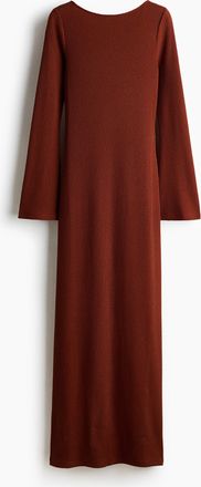 H&M Maxikleid aus Strukturstrick - Braun