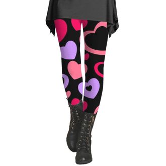 Generic Womens High Waisted Leggings Soft Tummy Control Womens Valentines Day Tights with Hearts Red Heart Sexy Leggings Skinny Pant Patterned Red Heart Sport