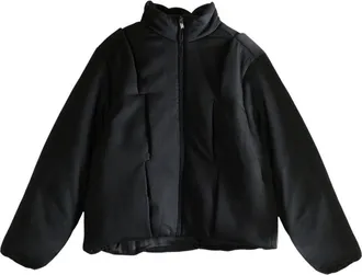 Ader Error Boxy Black Panelled Jacket With High Collar And Zipper Closure