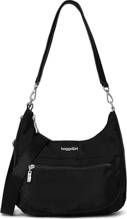 Baggallini Modern Pocket Half Moon Bag Womens Handbags Black, Polyester