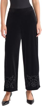 Jones New York Embroidered Wide Leg Crop Pants in Jones Black at Nordstrom, Size Small