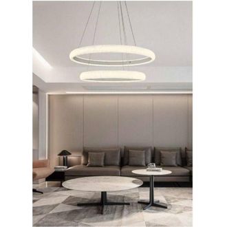 Trade Shop Trade Shop Traesio - Trade Shop - Lampadario Led 51w a Sospensione 2 Anelli Cristalli Luce 6500k 3000k 4000k Lp-38b