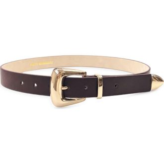 Petit Moments Monroe Faux Leather Belt in Brown/Gold at Nordstrom, Size X-Small