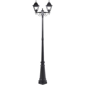 Beliani Lampione da giardino vintage a 2 luci lampada da esterno con paralume in vetro e struttura in alluminio nero modello Sukri