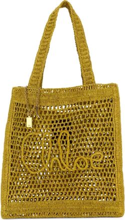 Chlo&eacute; Estate Banana raffia crochet beach bag - Neutrals