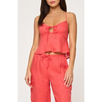 L*Space Syros Linen Cover-Up Top in Grapefruit at Nordstrom Rack, Size X-Large