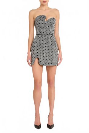 Amanda Uprichard Puzzle Strapless Dress In Black/white