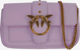 Pinko Womens Shoulder Bag Love One Pocket Lilac Leather