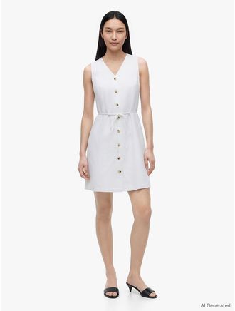 Tommy Hilfiger Womens Sleeveless Cotton-Linen Blend Mini Dress - Optic White - XXL